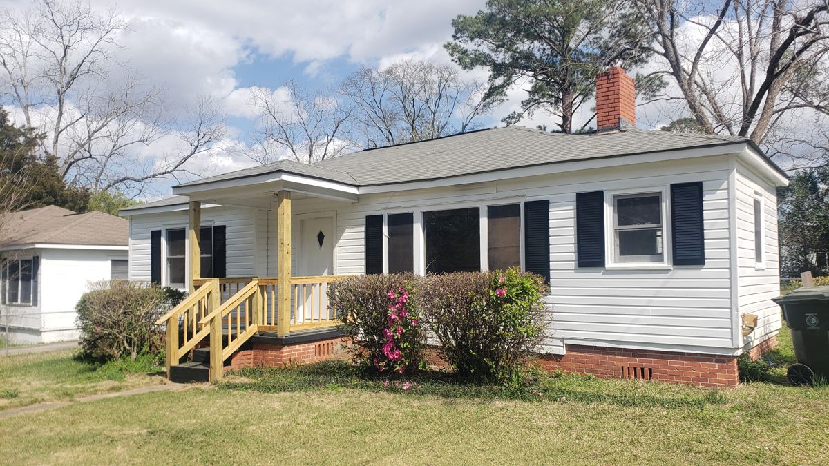 Exterior and new porch after remodel